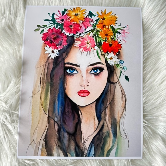 Watercolor Abstract Floral Woman Wall Art Print Poster Unframed - Picture 4 of 10